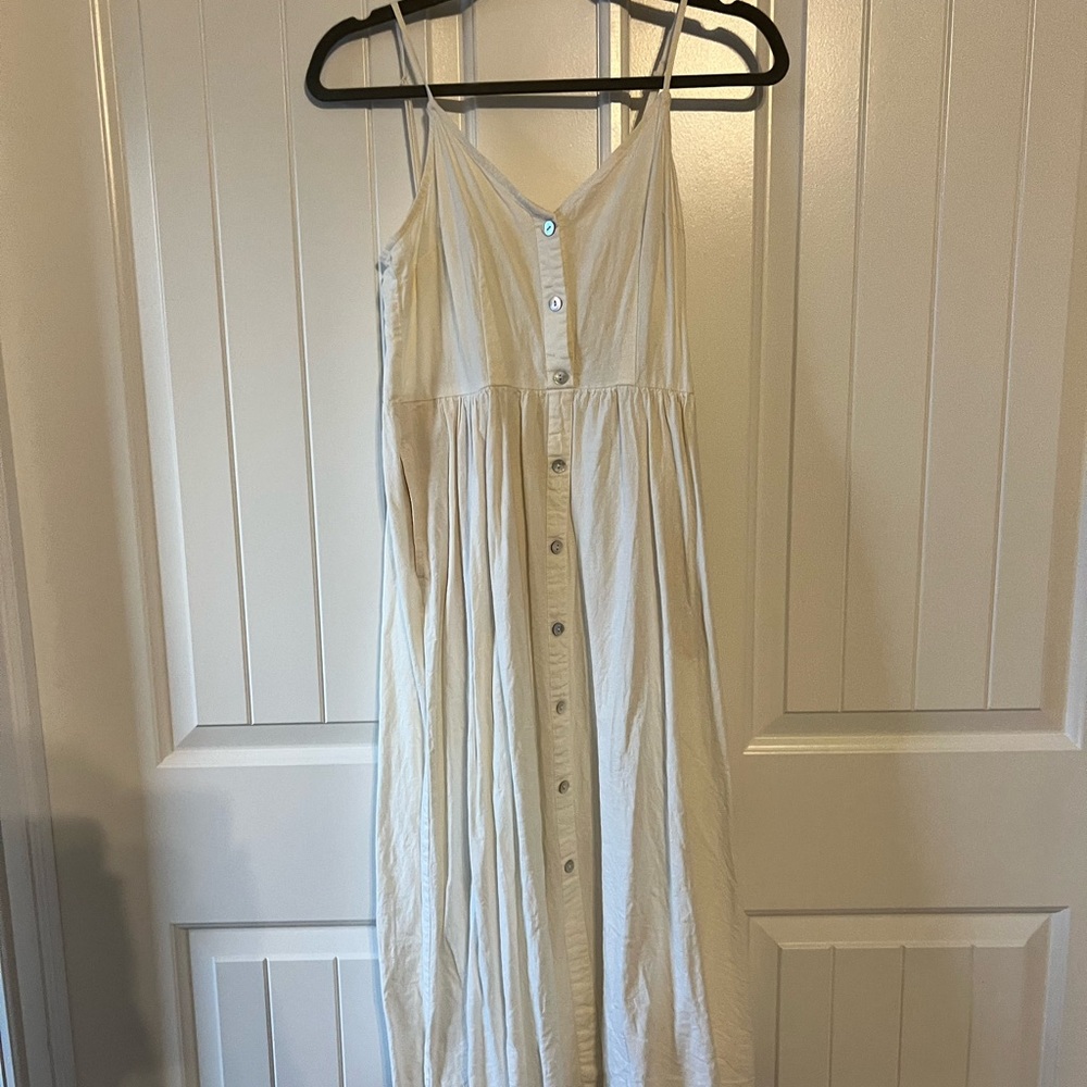 a new day Cream Button-Front Midi Dress